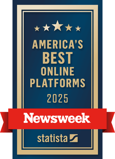 Newsweek Best Online Platforms 2025 award badge